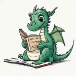 Иллюстрация: дракон читает книгу