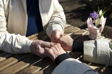 Фотография с сайта Freepik. Пожилая пара держится за руки